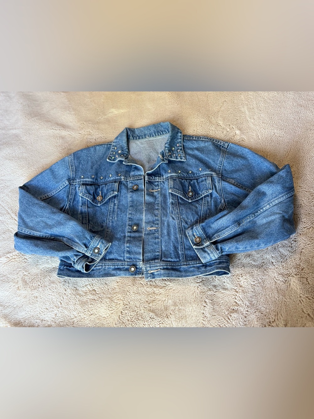 Vintage LA Gear embellished cropped jean jacket